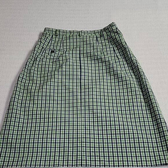Vintage 1970's Handmade Zippered Sz. 25 Blue & Green Striped Midi Skirt - Picture 3 of 9